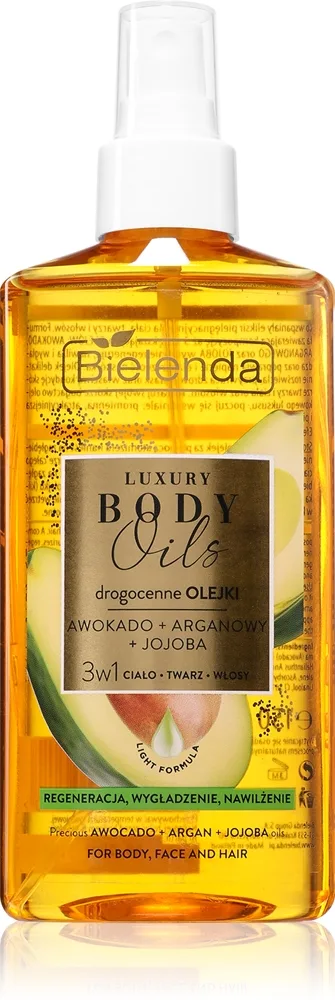 Bielenda Luxury Body Oils Avocado + Argan + Jojoba Olja för ansikte, kropp och hår 150 ml