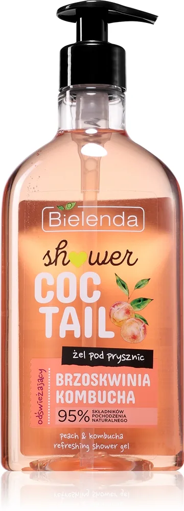 Bielenda Shower Coctail Peach + Kombucha Uppfriskande dusch-gel med regenererande effekt 400 ml