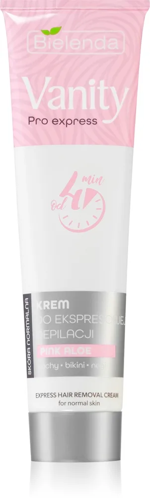 Bielenda Vanity Pro Express Hårborttagningskräm för armar, armhålor och bikinilinje för känslig hud Pink Aloe 75 ml