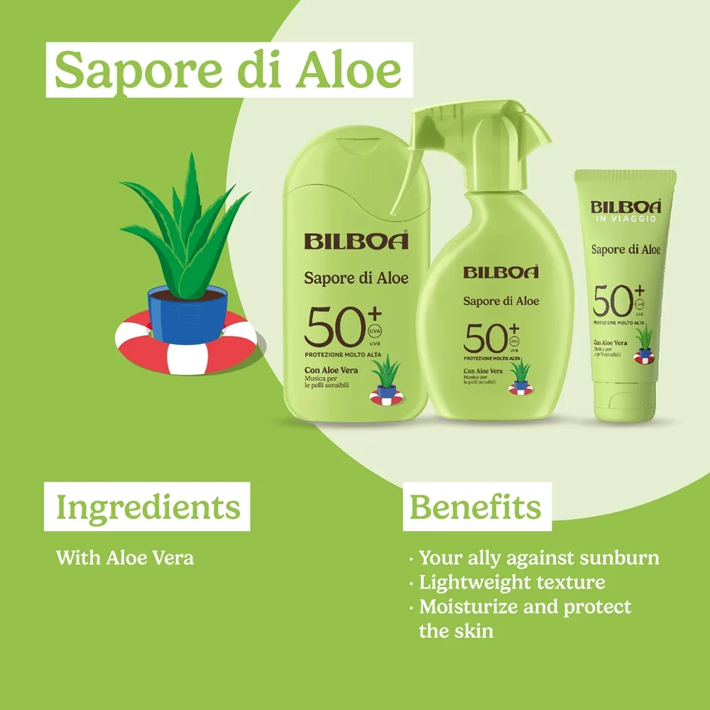 Bilboa Sapore di Aloe Travel Solcreme Med Aloe Vera SPF 50+ 75 ml