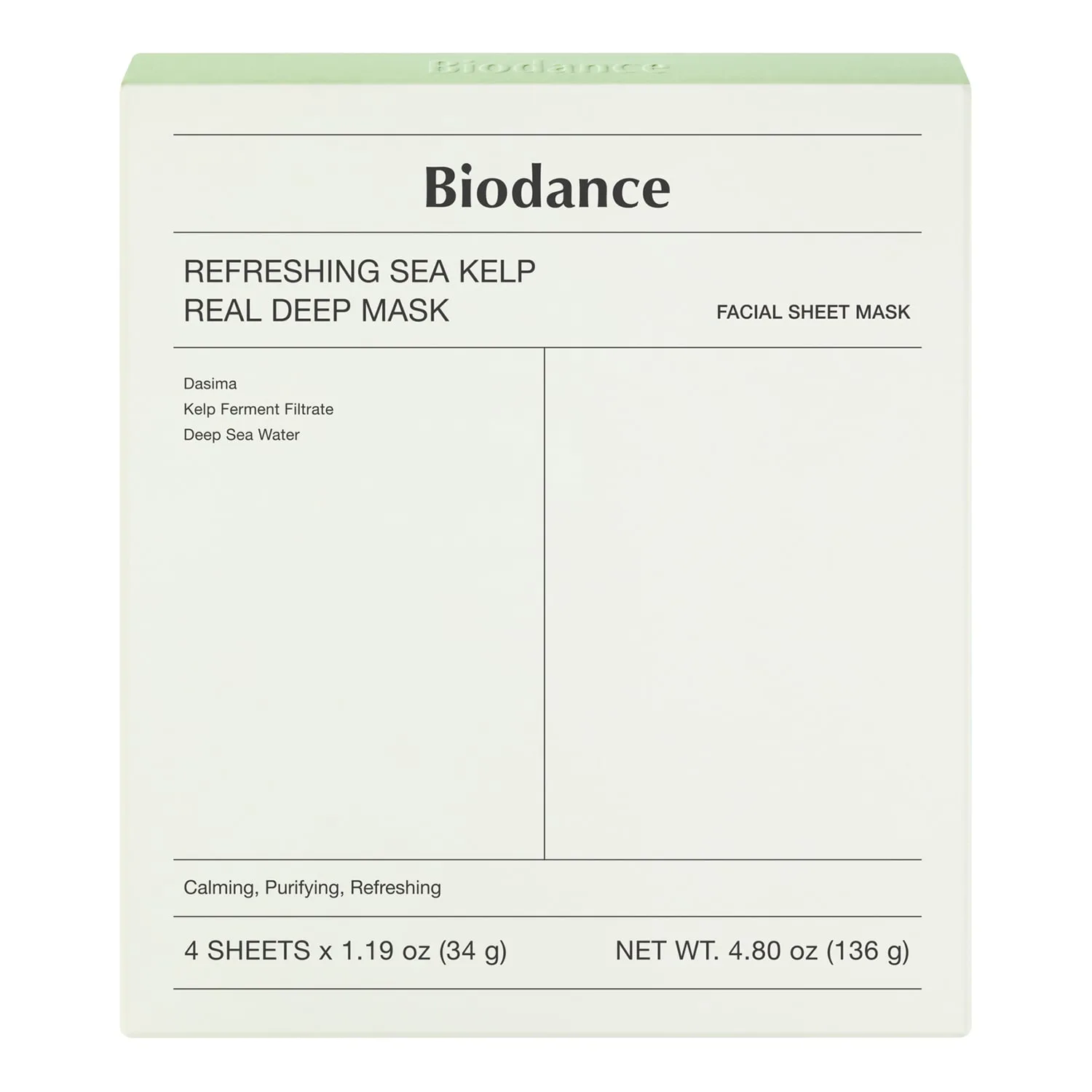 Biodance Refreshing Sea Kelp Real Deep Mask 4-pack