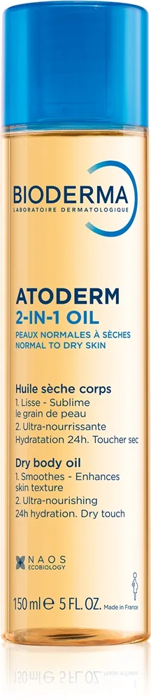 BIODERMA Atoderm 2-i-1-olie Hurtigt absorberende olie til meget tør hud og mod graviditetsstriber Kropsolie