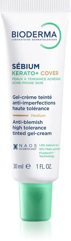 Bioderma Sébium Kerato+ Cover Mattifierande tonad fuktgivare Mot ojämnheter på aknebenägen hy 30 ml