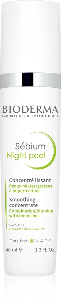 Bioderma Sébium Night Peel Udglattende eksfolierende serum til at behandle hud imperfektioner 40 ml