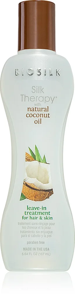 Biosilk Silk Therapy Natural Coconut Oil ei-huuhdeltava kosteuttava hoito hiuksiin ja vartalolle 167 ml