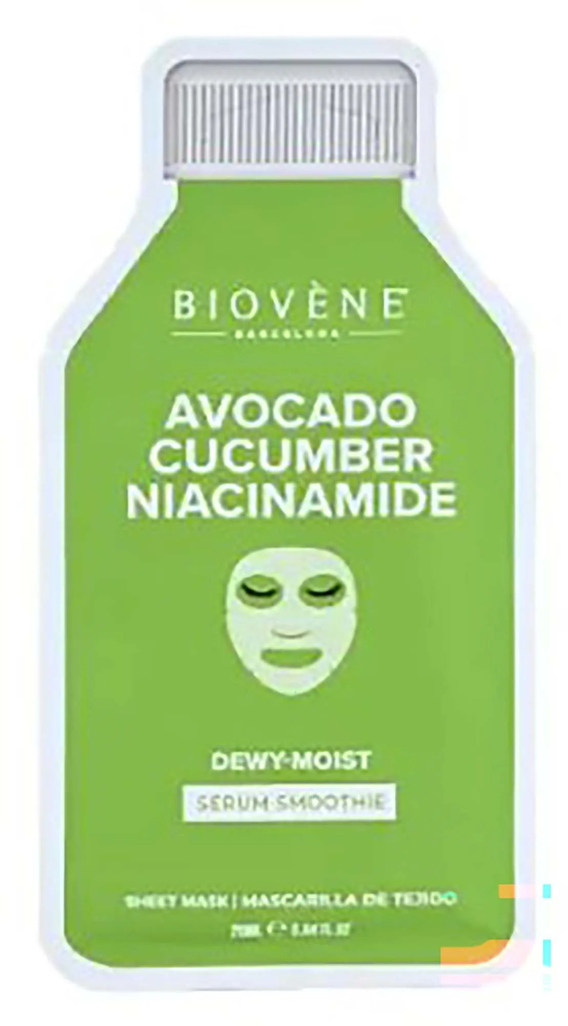 Biovène AVOCADO + NIACIN DEWY-MOIST! Smoothie Serum Sheet Mask with firming Niacinamide, Cucumber and Avocado 25 ml