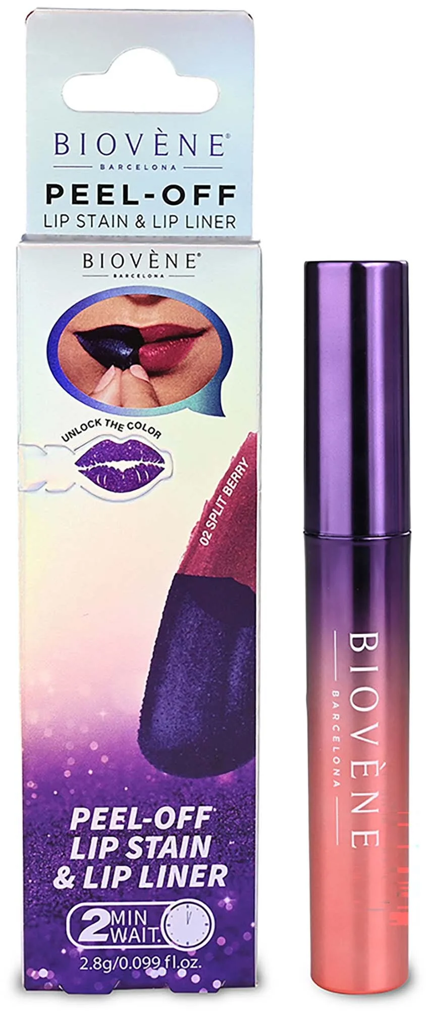 Biovène PEEL-OFF PERFECT REVEAL LIP STAIN & LINER IN ONE Split Berry Stay-Perfect All Day