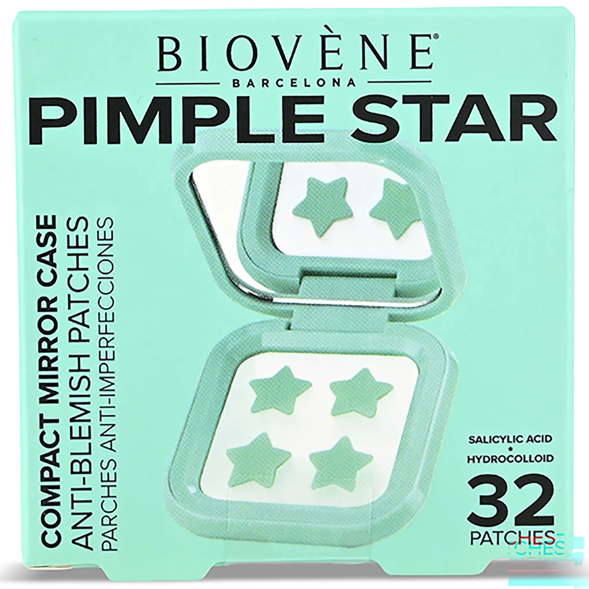 Pimple Star With Mirror Case Anti-Blemish Stars Turquoise 32pcs