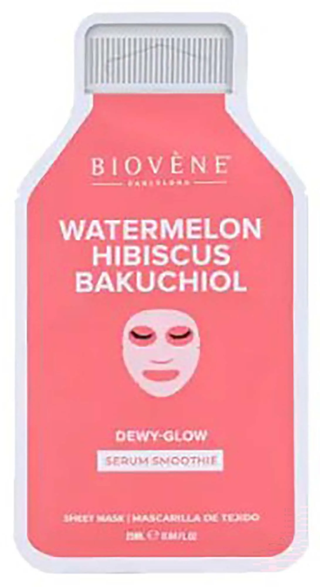 Biovène WATERMELON + BAKUCHIOL DEWY-GLOW! Smoothie Serum Sheet Mask with age-defying Bakuchiol, Watermelon & Hibiscus 25 ml