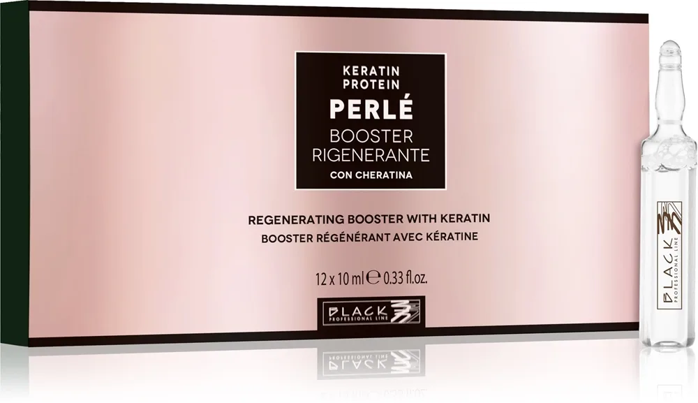 Black Professional Line PERLÉ Booster Regeneratin Keratin Ampouls Leave-in behandling för hår med keratin 10x12 ml