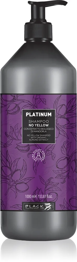 Black Professional Line Line Platinum No Yellow Shampoo Sulfatfritt schampo för neutralisering av gula toner 1000 ml