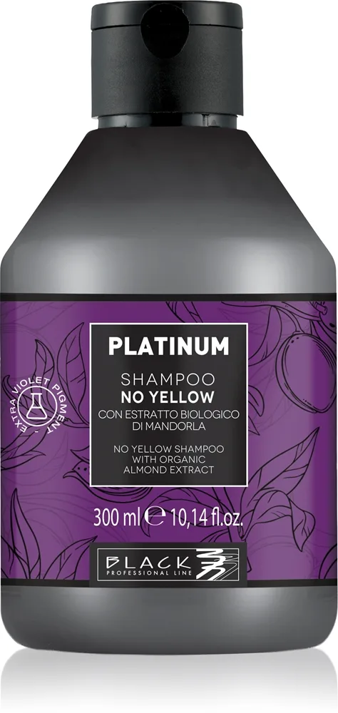 Black Professional Line Line Platinum No Yellow Shampoo Sulfatfritt schampo för neutralisering av gula toner 300 ml