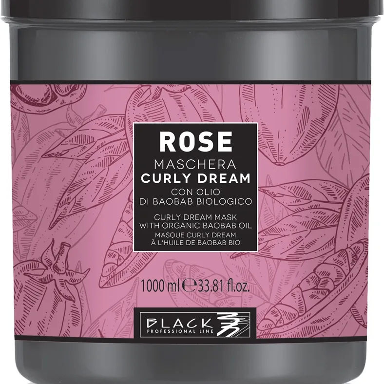 Black Professional Line Rose Curly Dream Återfuktande mask För vågigt och lockigt hår 1000 ml