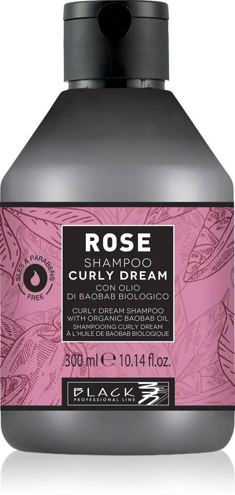 Black Professional Line Rose Curly Dream Fuktgivande schampo för lockigt och vågigt hår 300 ml