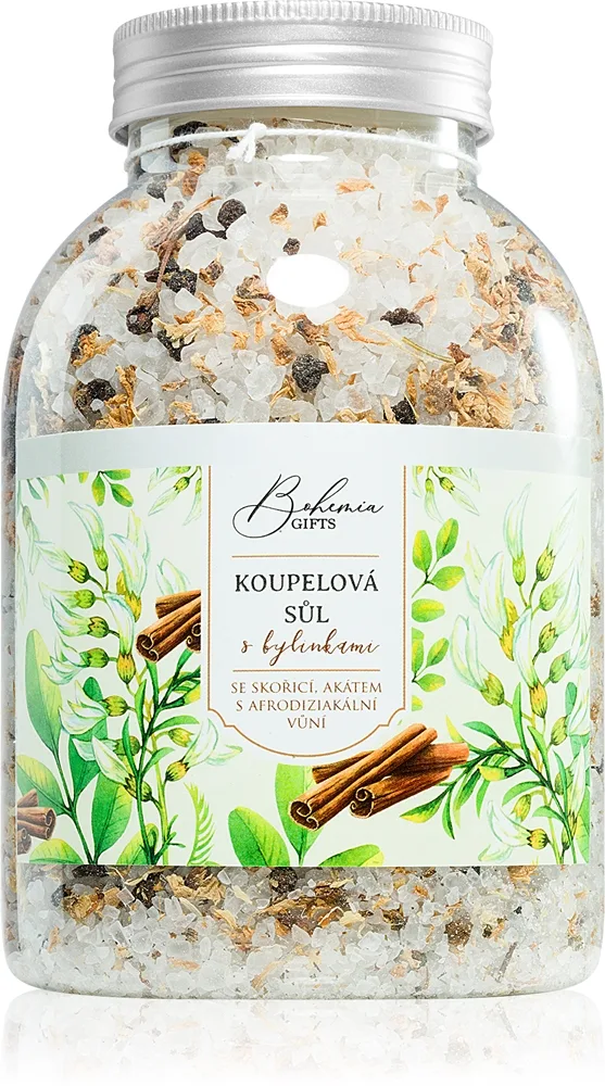 Bohemia Gifts Bohemia Natur Badsalt med örter för att lindra inre spänning Kanel och acacia 1200 g