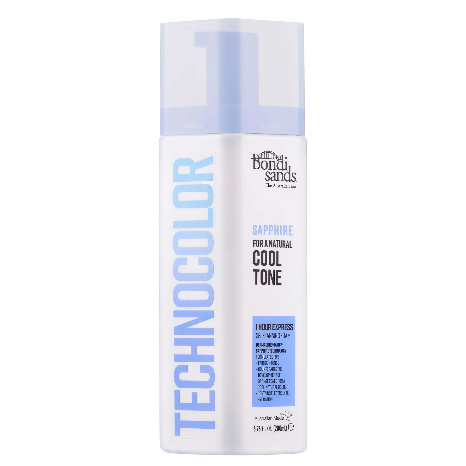Technocolor 1h Express Self Tanning Foam, 200ml, Sapphire (Cool Tone)