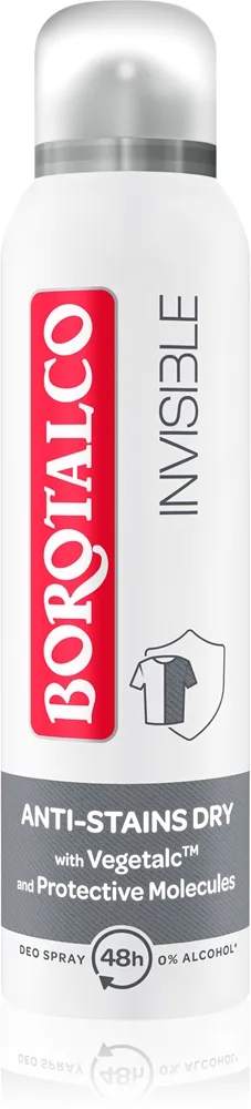 Borotalco Invisible Deodorantspray För att behandla vita och gula fläckar 150 ml