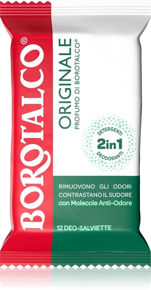 Borotalco Original Deo Wipes Uppfriskande våtservetter för benen, kroppen och armhålorna 12 st.
