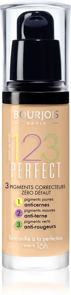 Bourjois 123 Perfect nestemäinen meikkivoide täydelliseen ulkonäköön sävy 51 Vanille Clair SPF 10 30 ml