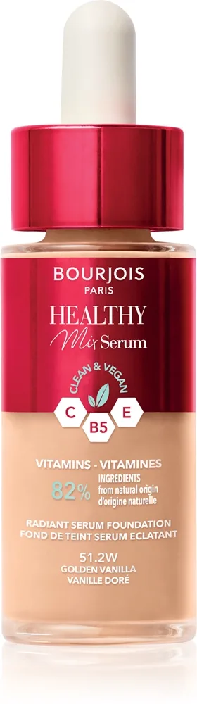 Bourjois Healthy Mix kevyt meikkivoide luonnolliseen ilmeeseen sävy 51.2W Golden Vanilla 30 ml