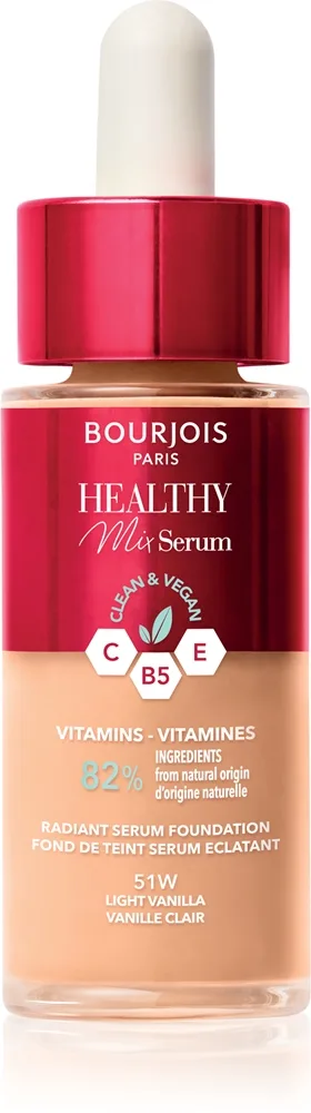 Bourjois Healthy Mix kevyt meikkivoide luonnolliseen ilmeeseen sävy 51W Light Vanilla 30 ml