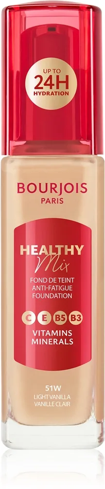 Bourjois Healthy Mix kirkastava ja kosteuttava meikkivoide 24h sävy 51W Light Vanilla 30 ml