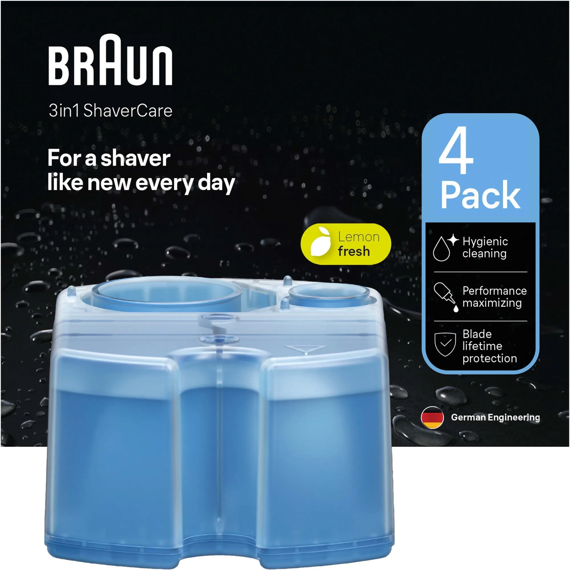 Braun 3in1 ShaverCare Refiller Hygienisk rengöring för SmartCare Center, 4‑pack