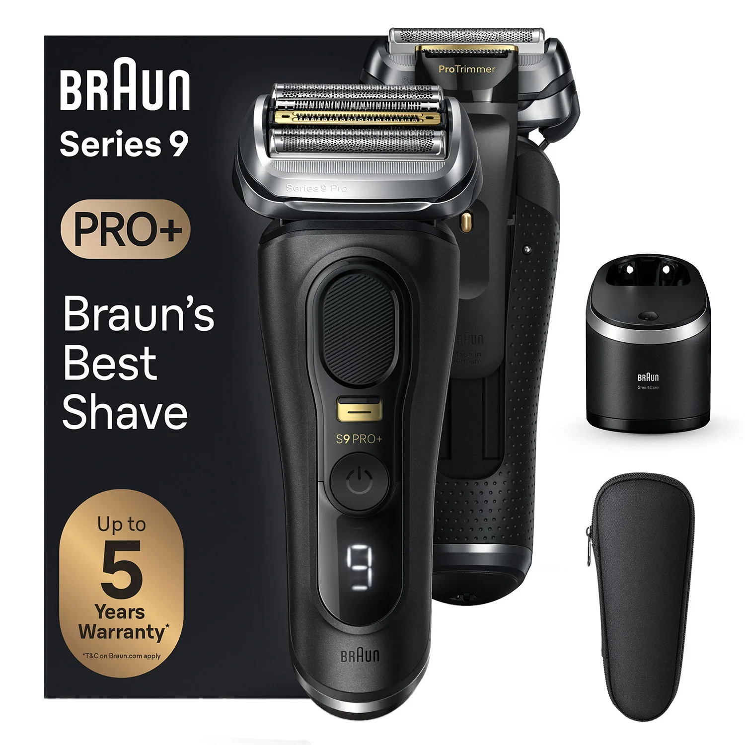 Braun Series 9 PRO+ Elektrisk Rakapparat, Pro SensoAdapt, SmartCare Center, 9667CC, Silver