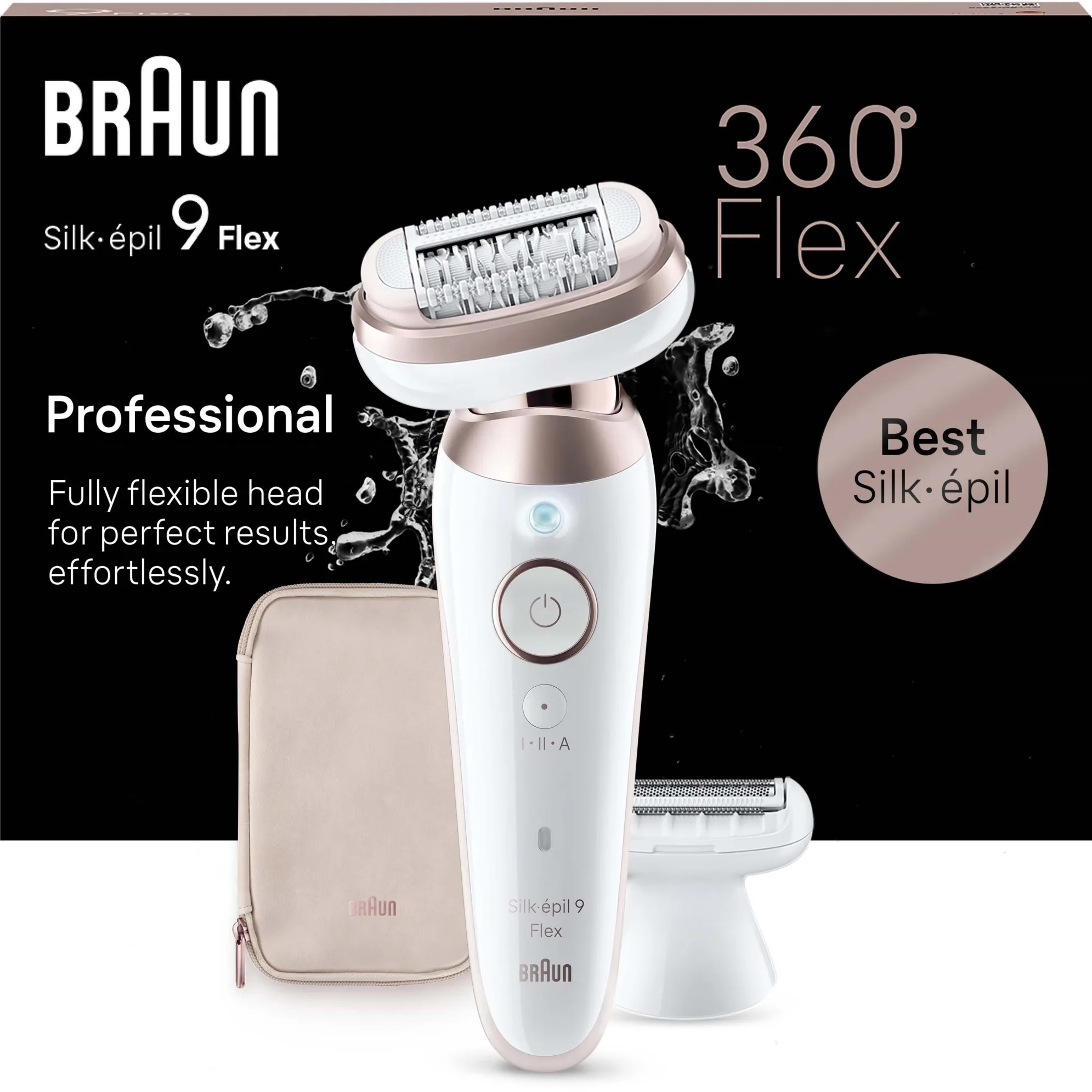 Braun Silk épil 9 Flex 3D 9 030 Epilator med flexibelt huvud Vit Rosé