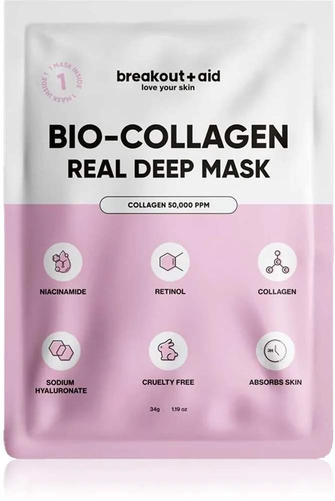 breakout + aid Bio-Collagen Real Deep Mask Sovmask Med kollagen 1 st.