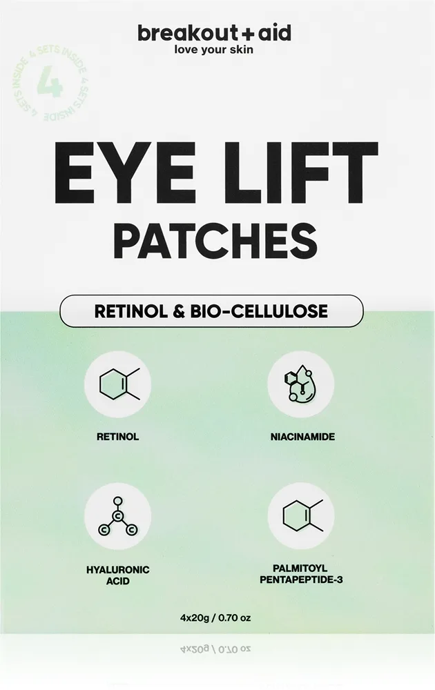 breakout + aid Eye Lift Patches ryppyjä ehkäisevä silmänympäryslaastari sisältää retinolia 1 kpl