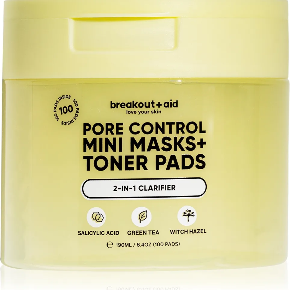 breakout + aid Pore Control Mini Masks + Toner Pads tonende rondeller med salicylsyre 100 stk.