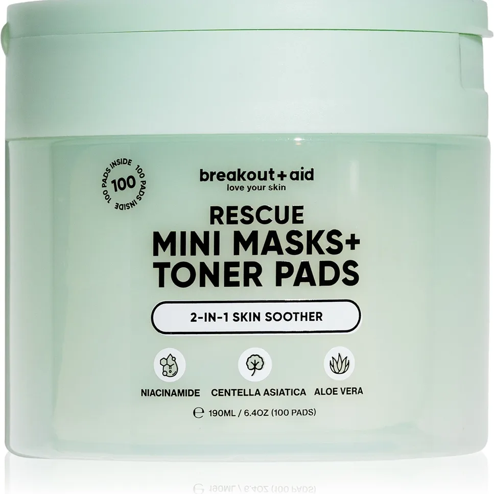 breakout + aid Mini Masks+Toner Pads Rescue tonende rondeller med udglattende effekt 100 stk.