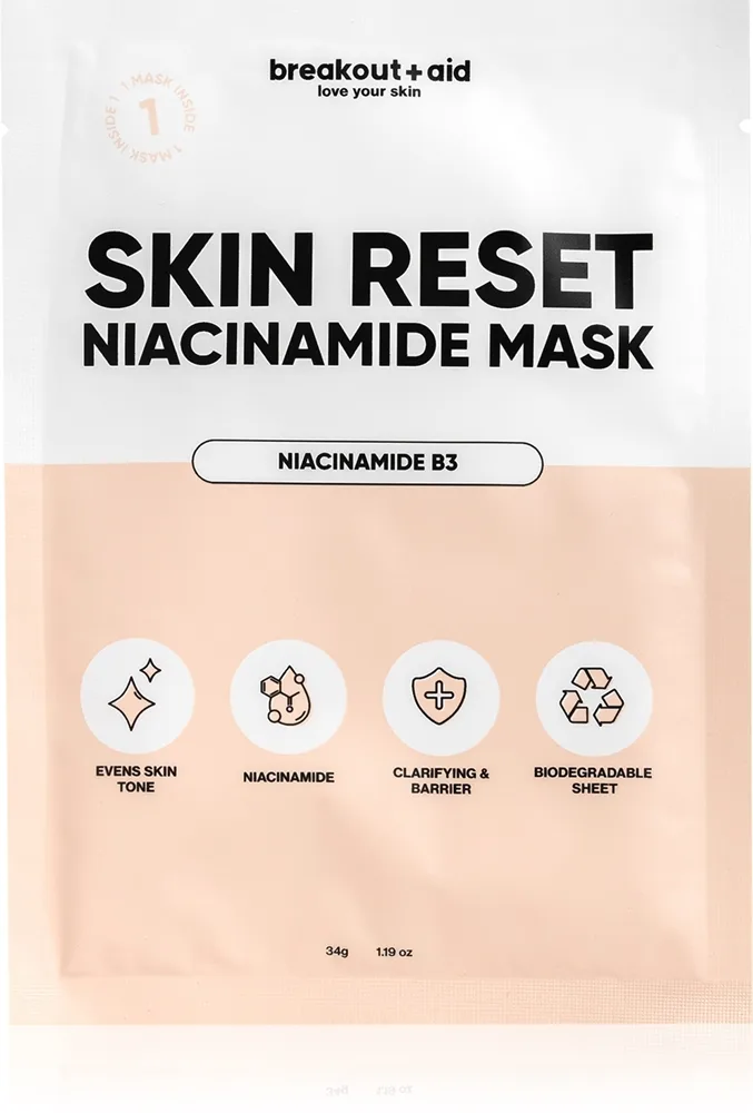 breakout + aid Skin Reset Niacinamide Mask Arkmask med niacinamid 34 g