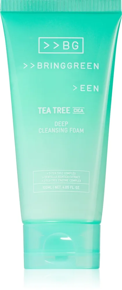 BRINGGREEN Tea Tree Cica Deep Cleansing Foam Dybderensende mousse har en beroligende virkning 120 ml