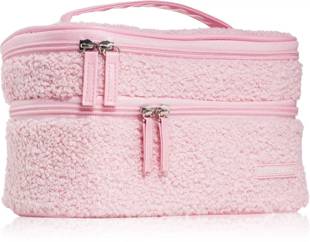 BrushArt Accessories Double-layered fluffy make-up bag Bag with Two Compartments Light pink 1 st.