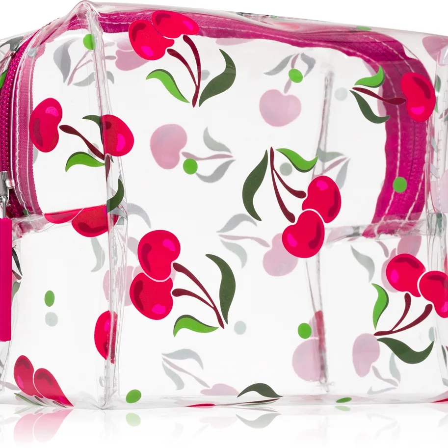 BrushArt Accessories Transparent cosmetic bag läpinäkyvä meikkipussi Sweet Cherry 15 x 14 x 9 cm 1 kpl