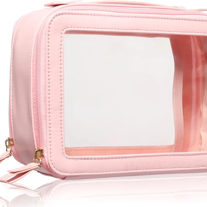 BrushArt Accessories Transparent make-up case meikkikotelo Pink 1 kpl