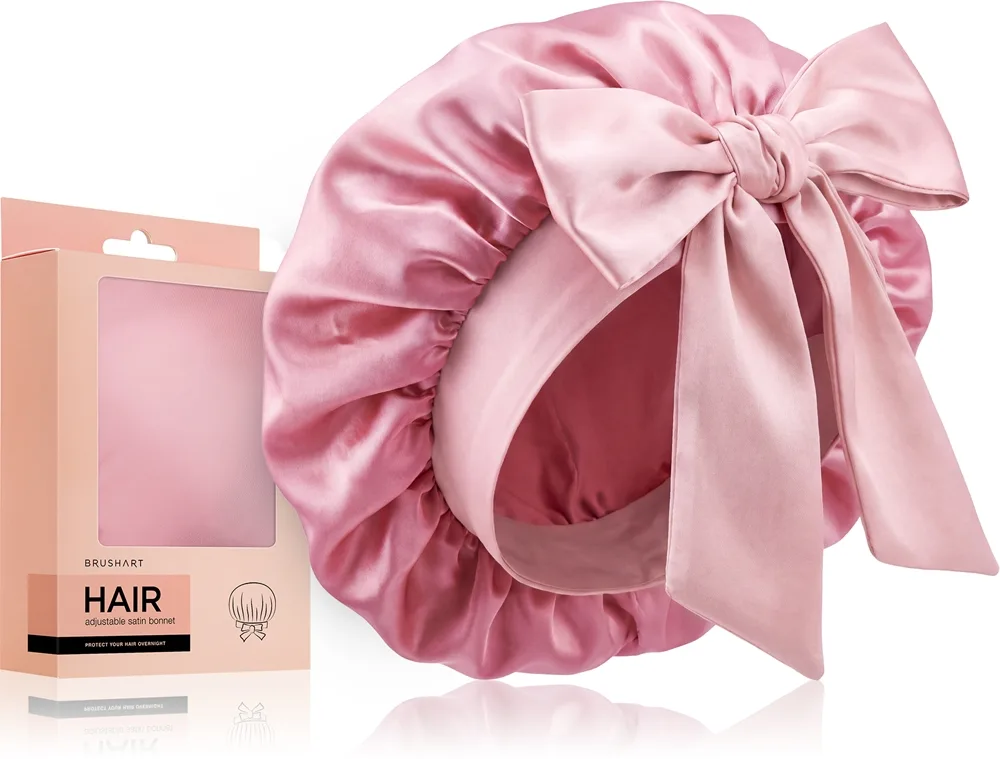 BrushArt Hair Adjustable Satin Bonnet Hårturban för hår Candy Pink 1 st.