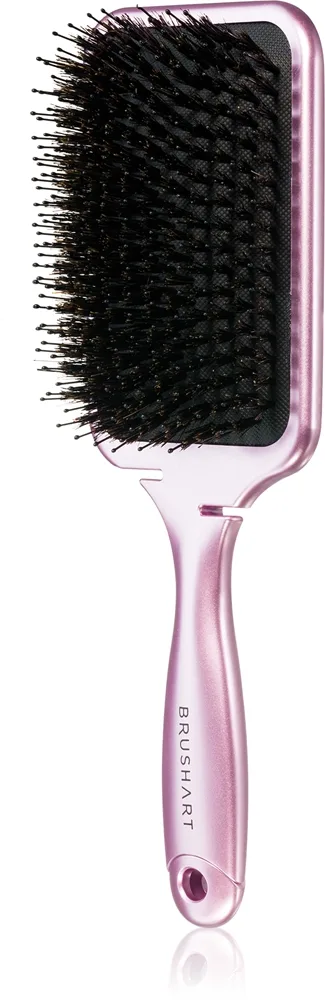 BrushArt Hair Boar bristle paddle hairbrush hiusharja villisian harjaksista Metalic Pink 1 kpl