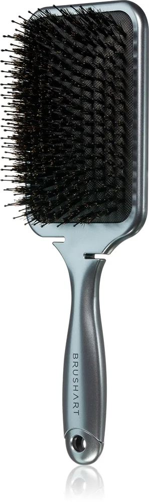 BrushArt Hair Boar bristle paddle hairbrush hiusharja villisian harjaksista Metallic Black 1 kpl