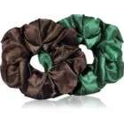 BrushArt Hair Large satin scrunchie set Hårelastikker Brown & Green