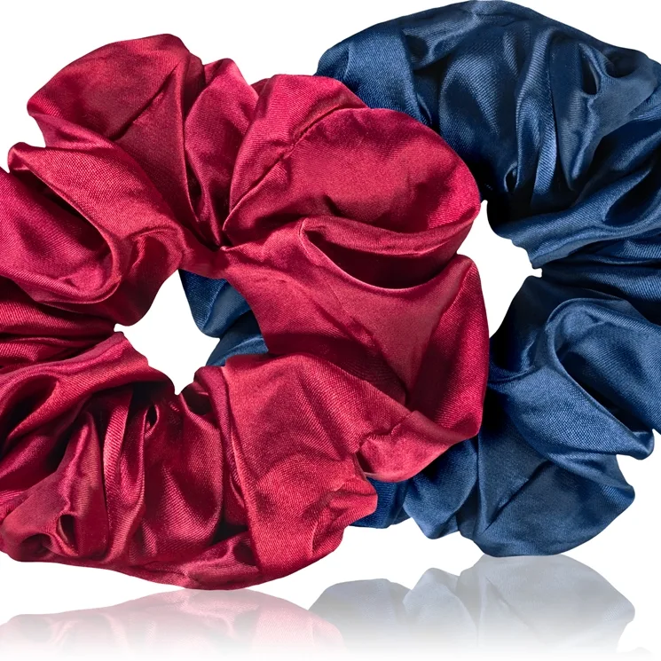 BrushArt Hair Large satin scrunchie set Hårelastikker Red & Blue
