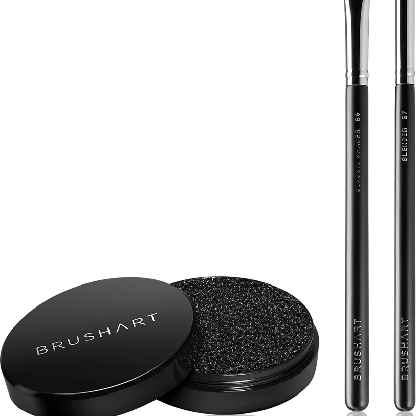 BrushArt Professional Eyeshadow brush set with brush cleaning sponge uppsättning med borstar för ögonsmink