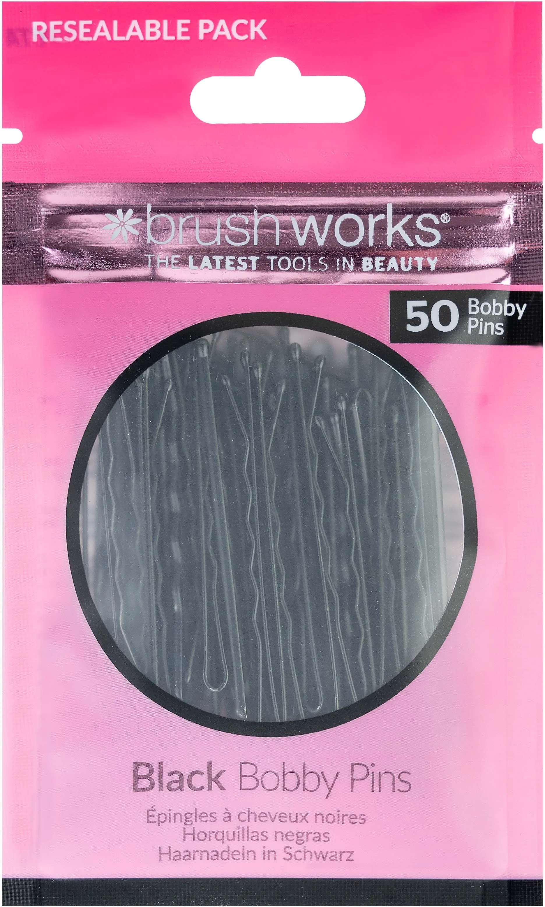 Brushworks Black Bobby Pins 50 pcs