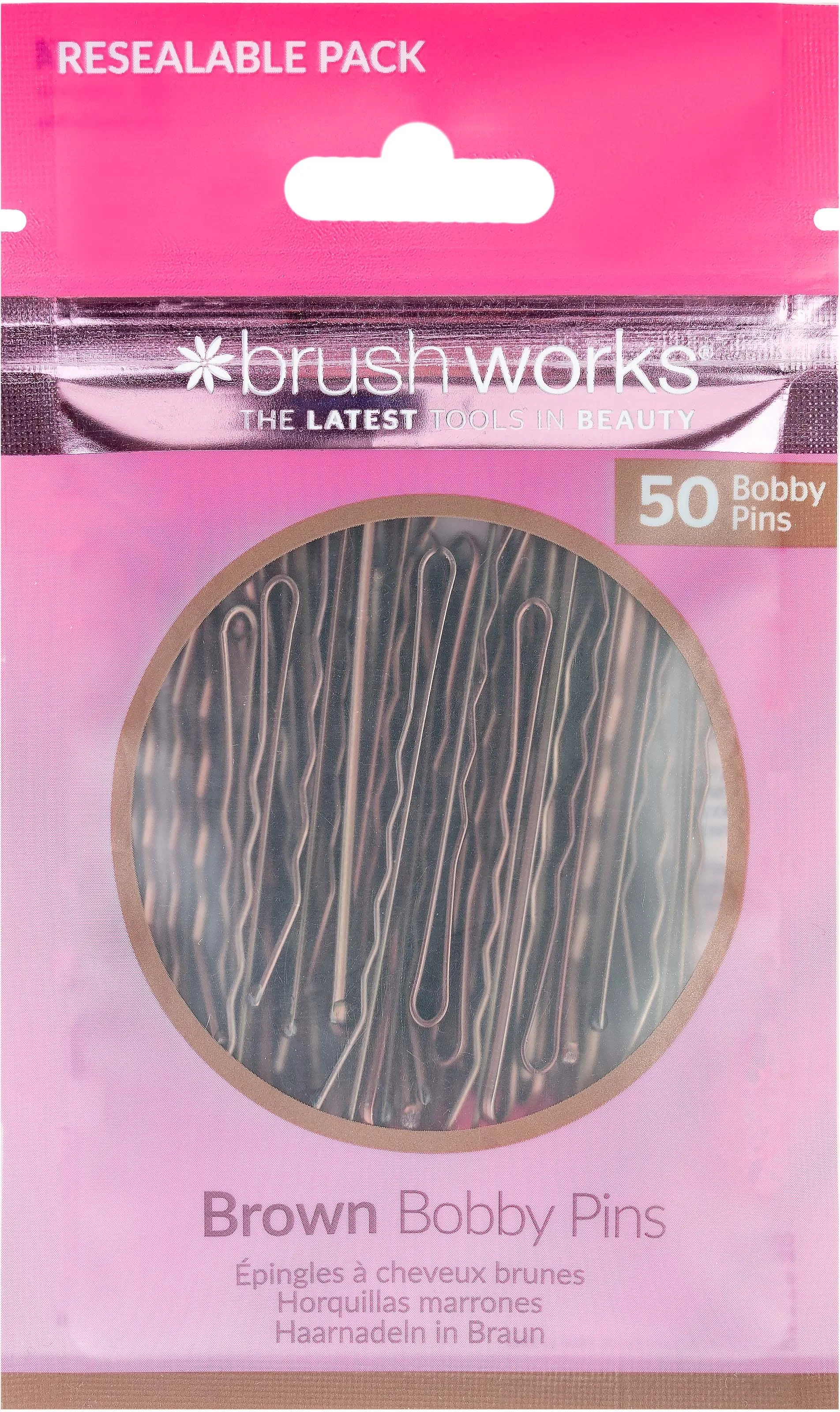 Brushworks Brown Bobby Pins 50 pcs