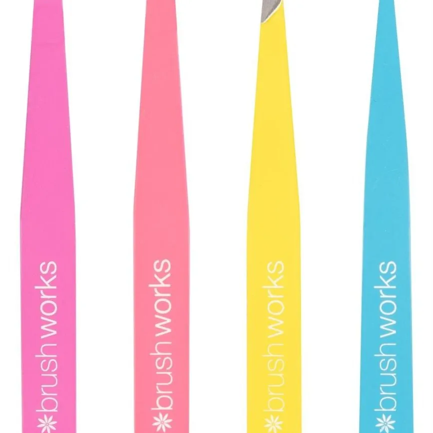 Brushworks HD 4 Piece Combination Tweezer Set - Neon 4 st