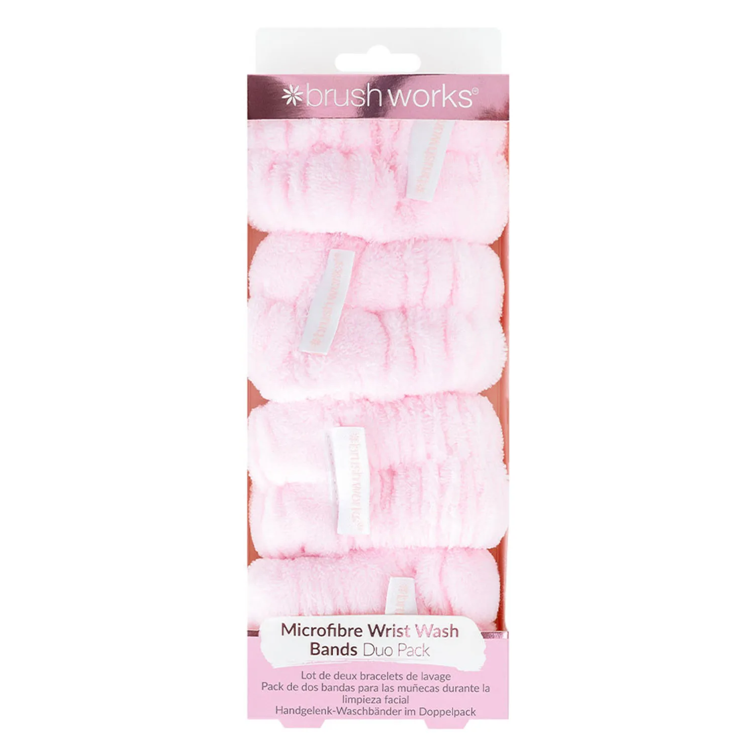 Brushworks Microfibre Wrist Wash Bands armband som fångar upp rinnande vatten när du tvättar ansiktet med mikrofiber