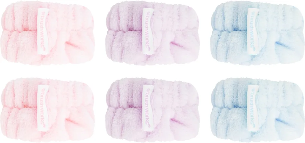 Brushworks Pastel Microfibre Wrist Wash Bands rannekkeet estämään veden valumista kasvojen pesun aikana 6 kpl