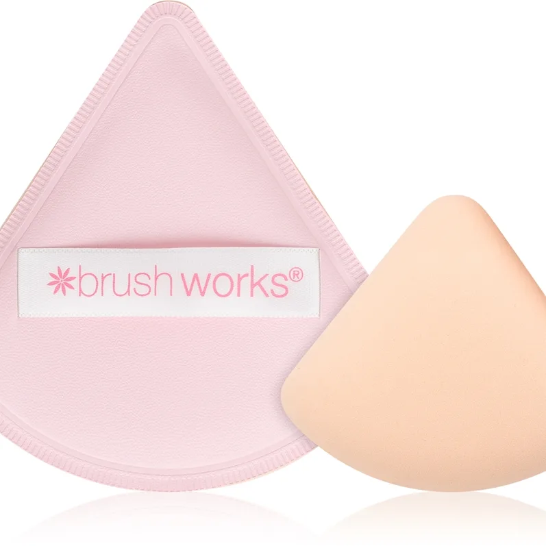 Brushworks Triangular Powder Puff Duo Makeup svampe applikator